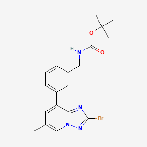 molecular formula C19H21BrN4O2 B8544951 tert-butyl N-[[3-(2-bromo-6-methyl-[1,2,4]triazolo[1,5-a]pyridin-8-yl)phenyl]methyl]carbamate 