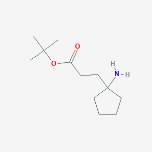 molecular formula C12H23NO2 B8544971 Tert-butyl 3-(1-aminocyclopentyl)propanoate 