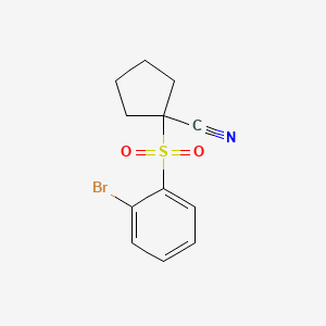 molecular formula C12H12BrNO2S B8544986 1-((2-Bromophenyl)sulfonyl)cyclopentane-1-carbonitrile 