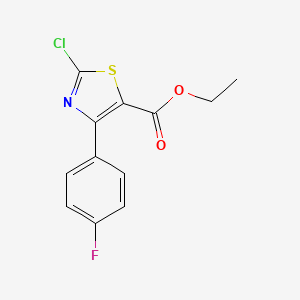 molecular formula C12H9ClFNO2S B8545689 Ethyl 2-chloro-4-(p-fluorophenyl)-5-thiazolecarboxylate 