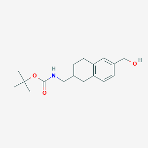 molecular formula C17H25NO3 B8546370 Tert-butyl ((6-(hydroxymethyl)-1,2,3,4-tetrahydronaphthalen-2-YL)methyl)carbamate 