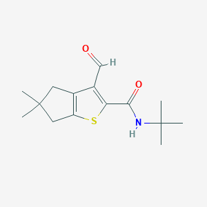 molecular formula C15H21NO2S B8546577 N-tert-butyl-3-formyl-5,5-dimethyl-4,6-dihydrocyclopenta[b]thiophene-2-carboxamide 
