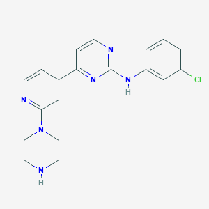molecular formula C19H19ClN6 B8546685 N-[3-chloro-phenyl]-4-[2-(1-piperazinyl)-4-pyridyl]-2-pyrimidineamine 