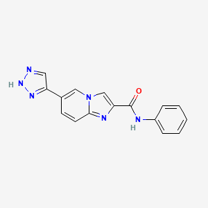 molecular formula C16H12N6O B8547360 N-phenyl-6-(2H-triazol-4-yl)imidazo[1,2-a]pyridine-2-carboxamide 