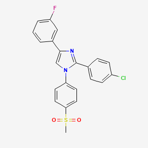 molecular formula C22H16ClFN2O2S B8547443 1h-Imidazole,2-(4-chlorophenyl)-4-(3-fluorophenyl)-1-[4-(methylsulfonyl)phenyl]- 