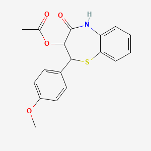 molecular formula C18H17NO4S B8547447 Benzo[b][1,4]thiazepin-4(5H)-one, 2,3-dihydro-3-acetoxy-2-(4-methoxyphenyl)- 