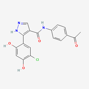 molecular formula C18H14ClN3O4 B8547473 N-(4-Acetylphenyl)-5-(5-chloro-2,4-dihydroxyphenyl)-1H-pyrazole-4-carboxamide 