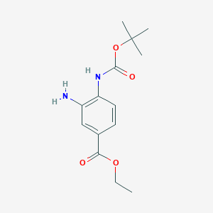 molecular formula C14H20N2O4 B8548001 Benzoic acid,3-amino-4-[[(1,1-dimethylethoxy)carbonyl]amino]-,ethyl ester 