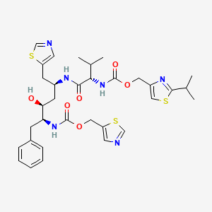 B8548342 thiazol-5-ylmethyl N-[(1S,2S,4S)-1-benzyl-2-hydroxy-4-[[(2S)-2-[(2-isopropylthiazol-4-yl)methoxycarbonylamino]-3-methyl-butanoyl]amino]-5-thiazol-5-yl-pentyl]carbamate CAS No. 165315-37-7