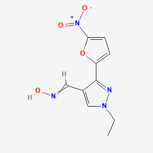 molecular formula C10H10N4O4 B8548577 N-{[1-Ethyl-3-(5-nitrofuran-2-yl)-1H-pyrazol-4-yl]methylidene}hydroxylamine CAS No. 61619-84-9