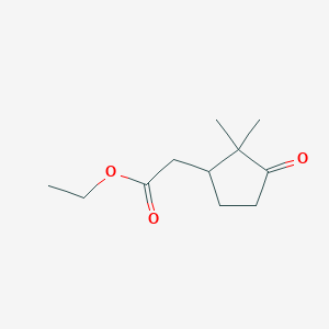 molecular formula C11H18O3 B8548633 Ethyl 2,2-dimethyl-3-oxocyclopentaneacetate 