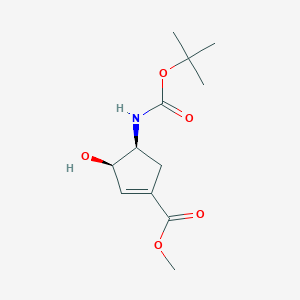 molecular formula C12H19NO5 B8549543 Methyl (3R,4S)-4-(tert-butoxycarbonylamino)-3-hydroxy-cyclopentene-1-carboxylate 