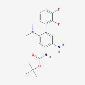 molecular formula C19H23F2N3O2 B8551452 Carbamic acid,[5-amino-2-(dimethylamino)-2',3'-difluoro[1,1'-biphenyl]-4-yl]-,1,1-dimethylethyl ester 