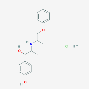 molecular formula C18H24ClNO3 B085515 Hydron;4-[1-hydroxy-2-(1-phenoxypropan-2-ylamino)propyl]phenol;chloride CAS No. 1048-23-3