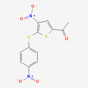 molecular formula C12H8N2O5S2 B8551701 1-[4-Nitro-5-(4-nitrophenylsulfanyl)-2-thienyl]ethanone 