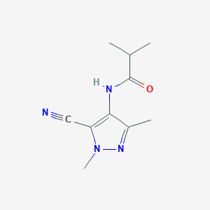 molecular formula C10H14N4O B8551803 N-(5-Cyano-1,3-dimethyl-1H-pyrazol-4-yl)-2-methylpropanamide CAS No. 89239-58-7
