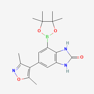 molecular formula C18H22BN3O4 B8552770 6-(3,5-Dimethylisoxazol-4-yl)-4-(4,4,5,5-tetramethyl-1,3,2-dioxaborolan-2-yl)-1,3-dihydro-2H-benzo[d]imidazol-2-one 