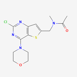 molecular formula C14H17ClN4O2S B8553059 N-[(2-chloro-4-morpholin-4-ylthieno[3,2-d]pyrimidin-6-yl)methyl]-N-methylacetamide 