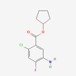 molecular formula C12H13ClFNO2 B8553339 Benzoic acid,5-amino-2-chloro-4-fluoro-,cyclopentyl ester 