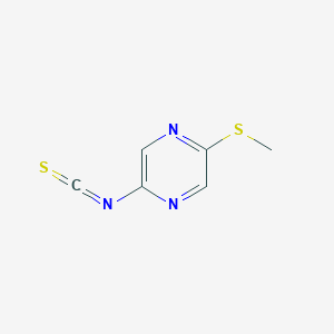 molecular formula C6H5N3S2 B8553540 2-Isothiocyanato-5-(methylthio)pyrazine 