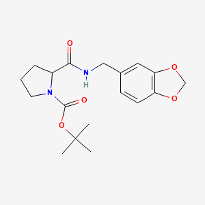 molecular formula C18H24N2O5 B8553553 2-[(Benzo[1,3]dioxol-5-ylmethyl)-carbamoyl]-pyrrolidine-1-carboxylic acid tert-butyl ester 