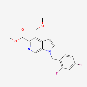 molecular formula C18H16F2N2O3 B8553670 1h-Pyrrolo[2,3-c]pyridine-5-carboxylic acid,1-[(2,4-difluorophenyl)methyl]-4-(methoxymethyl)-,methyl ester 
