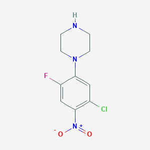 molecular formula C10H11ClFN3O2 B8553731 1-(5-Chloro-2-fluoro-4-nitrophenyl)piperazine 