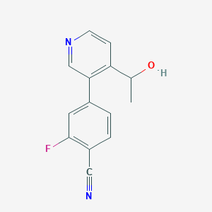 molecular formula C14H11FN2O B8553771 2-Fluoro-4-[4-(1-hydroxy-ethyl)-pyridin-3-yl]-benzonitrile 