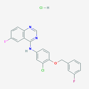 molecular formula C21H15Cl2FIN3O B8553785 N-(3-Chloro-4-(3-fluorobenzyloxy)phenyl)-6-iodoquinazolin-4-aMine drochloride 