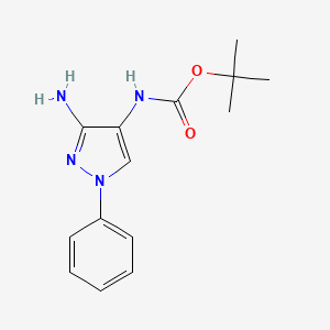 molecular formula C14H18N4O2 B8554176 tert-Butyl (3-Amino-1-phenyl-1H-pyrazol-4-yl)carbamate 