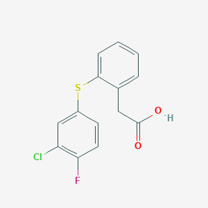 molecular formula C14H10ClFO2S B8554252 Benzeneacetic acid, 2-[(3-chloro-4-fluorophenyl)thio]- CAS No. 60810-67-5