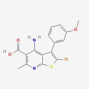 molecular formula C16H13BrN2O3S B8554309 4-amino-2-bromo-3-(3-methoxyphenyl)-6-methylthieno[2,3-b]pyridine-5-carboxylic acid 