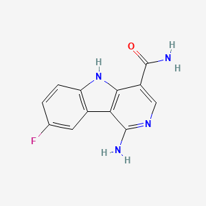molecular formula C12H9FN4O B8554318 1-amino-8-fluoro-5H-pyrido[4,3-b]indole-4-carboxamide 