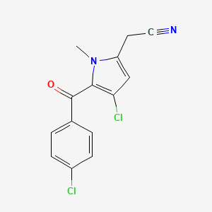 molecular formula C14H10Cl2N2O B8554327 [4-Chloro-5-(4-chlorobenzoyl)-1-methyl-1H-pyrrol-2-yl]acetonitrile CAS No. 62380-73-8