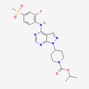 molecular formula C21H25FN6O4S B8554354 propan-2-yl 4-[4-(2-fluoro-4-methylsulfonylanilino)pyrazolo[3,4-d]pyrimidin-1-yl]piperidine-1-carboxylate 