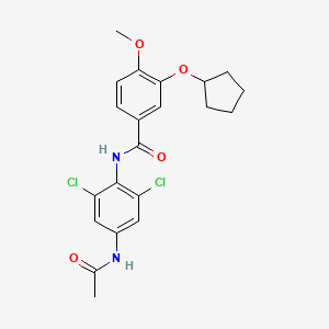molecular formula C21H22Cl2N2O4 B8554515 Benzamide,n-[4-(acetylamino)-2,6-dichlorophenyl]-3-(cyclopentyloxy)-4-methoxy- 