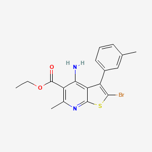 molecular formula C18H17BrN2O2S B8555644 Ethyl 4-amino-2-bromo-6-methyl-3-(3-methylphenyl)thieno[2,3-b]pyridine-5-carboxylate 