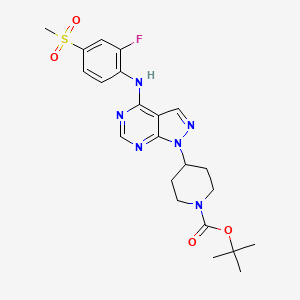 molecular formula C22H27FN6O4S B8555648 tert-butyl 4-[4-(2-fluoro-4-methylsulfonylanilino)pyrazolo[3,4-d]pyrimidin-1-yl]piperidine-1-carboxylate 