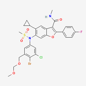 6-(N-(4-bromo-3-chloro-5-((methoxymethoxy)methyl)phenyl)methanesulfonamido)-5-cyclopropyl-2-(4-fluorophenyl)-N-methylbenzofuran-3-carboxamide