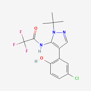 molecular formula C15H15ClF3N3O2 B8555789 N-(1-(tert-butyl)-4-(5-chloro-2-hydroxyphenyl)-1H-pyrazol-5-yl)-2,2,2-trifluoroacetamide 