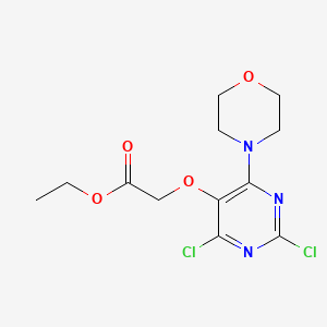 molecular formula C12H15Cl2N3O4 B8555855 ethyl 2-(2,4-dichloro-6-morpholin-4-ylpyrimidin-5-yl)oxyacetate 