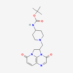 molecular formula C20H27N5O4 B8555966 tert-butyl (1-((3,8-dioxo-1,2-dihydro-3H,8H-2a,5,8a-triazaacenaphthylen-2-yl)methyl)piperidin-4-yl)carbamate 