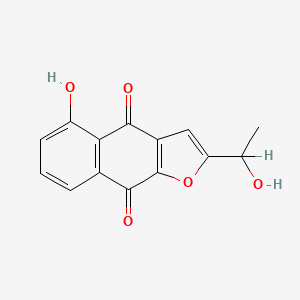 molecular formula C14H10O5 B8556165 5-Hydroxy-2-(1-hydroxyethyl)naphtho[2,3-b]furan-4,9-dione 