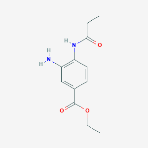 molecular formula C12H16N2O3 B8556178 Benzoic acid,3-amino-4-[(1-oxopropyl)amino]-,ethyl ester 