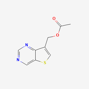 molecular formula C9H8N2O2S B8556196 thieno[3,2-d]pyrimidin-7-ylmethyl acetate 