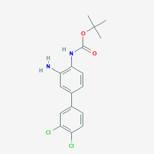 molecular formula C17H18Cl2N2O2 B8556824 Carbamic acid,(3-amino-3',4'-dichloro[1,1'-biphenyl]-4-yl)-,1,1-dimethylethyl ester 