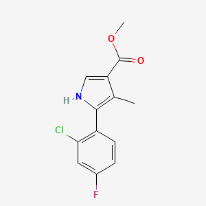 molecular formula C13H11ClFNO2 B8556864 methyl 5-(2-chloro-4-fluorophenyl)-4-methyl-1H-pyrrole-3-carboxylate 