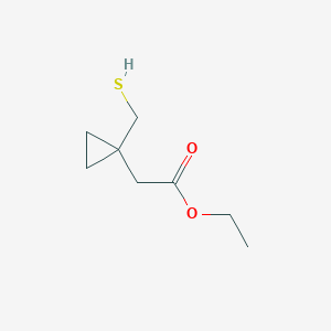 molecular formula C8H14O2S B8556877 1-(Mercaptomethyl)cyclopropaneacetic acid ethyl ester 