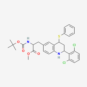 molecular formula C30H32Cl2N2O4S B8557315 Methyl 3-[2-(2,6-dichlorophenyl)-4-phenylsulfanyl-1,2,3,4-tetrahydroquinolin-6-yl]-2-[(2-methylpropan-2-yl)oxycarbonylamino]propanoate 