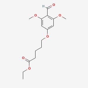 molecular formula C16H22O6 B8557496 Pentanoic acid, 5-(4-formyl-3,5-dimethoxyphenoxy)-, ethyl ester CAS No. 115109-57-4